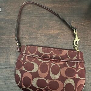 Coach Burgundy Signature Clutch Wristlet